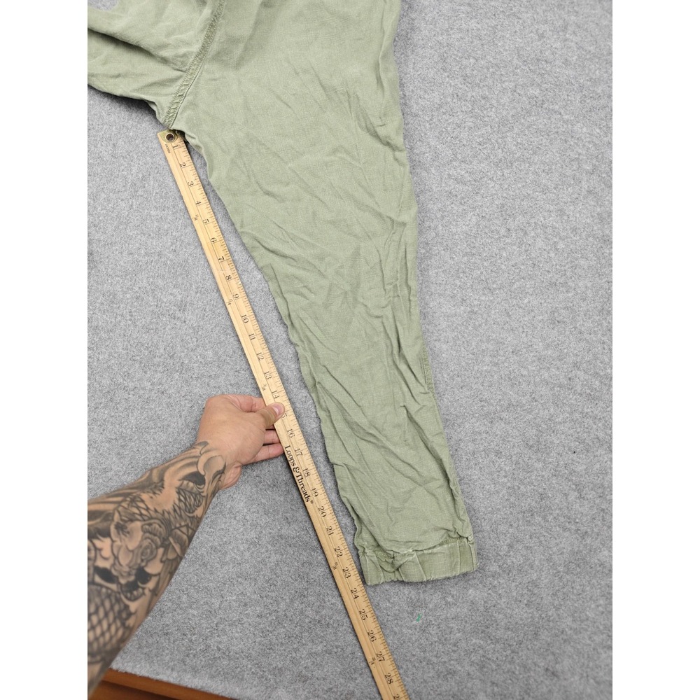 J Crew Pants Womens 4 Green Linen Twill Jogger Cuffed Elastic Waist Casual - Picture 9 of 10